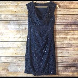 Scarlett Navy Blue Sequin Lace Dress 6